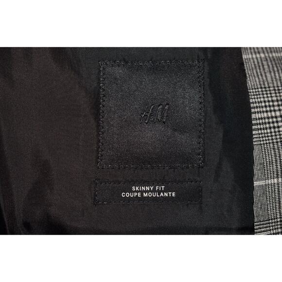 H&M NEW $85 Skinny Fit Blazer Jacket in Gray Plaid Men's 42R - Picture 4 of 6